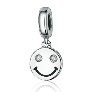 (image for) Pandora Style Silver Bicolor Smiley Face Dangle - SCC258