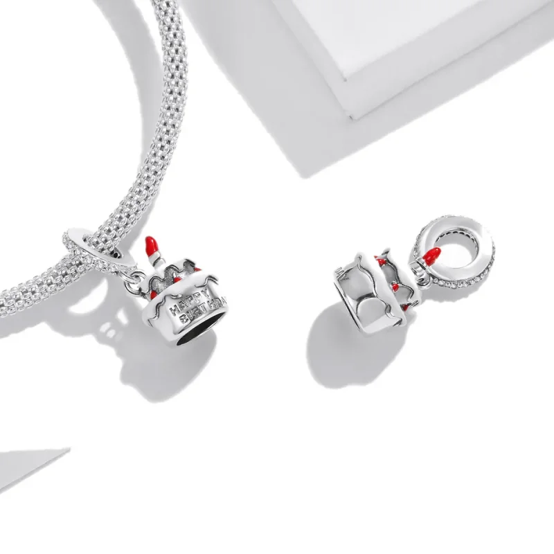 (image for) Pandora Style Silver Birthday Cake Dangle - SCC1848 - View 4