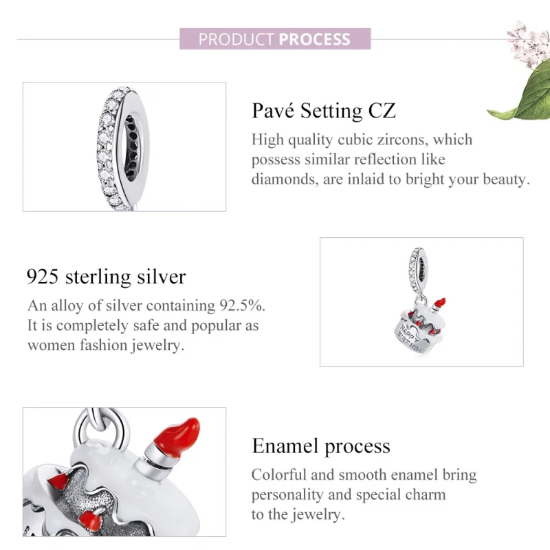 (image for) Pandora Style Silver Birthday Cake Dangle - SCC1848 - View 6