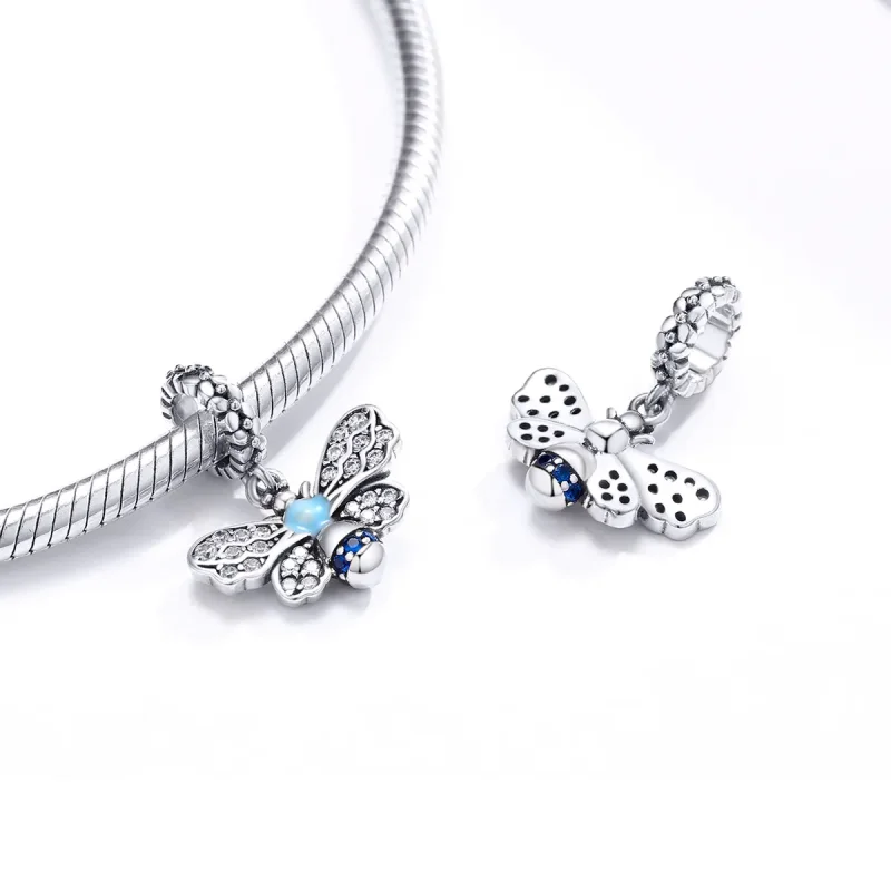 (image for) Pandora Style Silver Blue Bee Dangle - SCC1480 - View 4