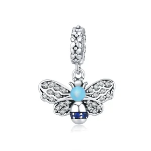 (image for) Pandora Style Silver Blue Bee Dangle - SCC1480