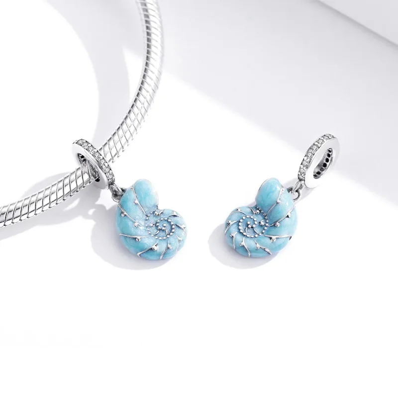 (image for) Pandora Style Silver Blue Conch Dangle - SCC1560 - View 2
