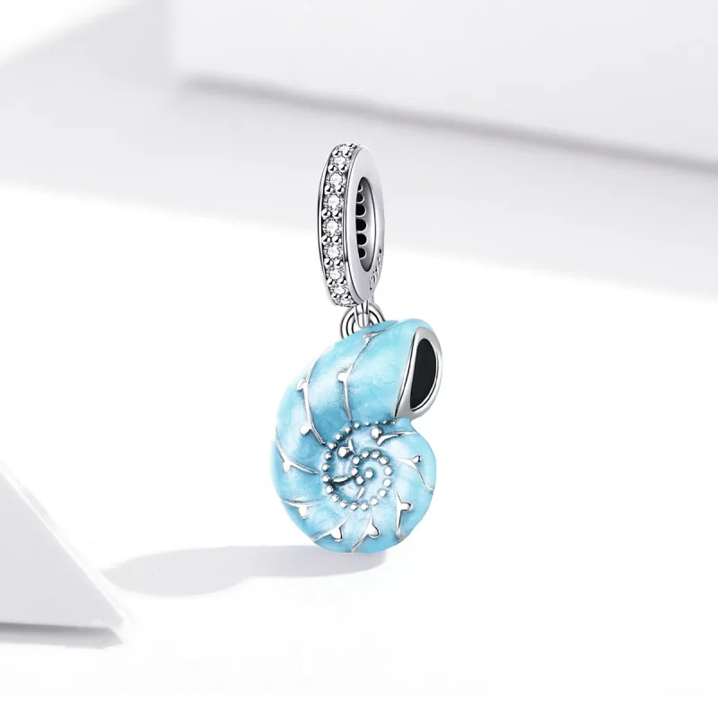 (image for) Pandora Style Silver Blue Conch Dangle - SCC1560 - View 3