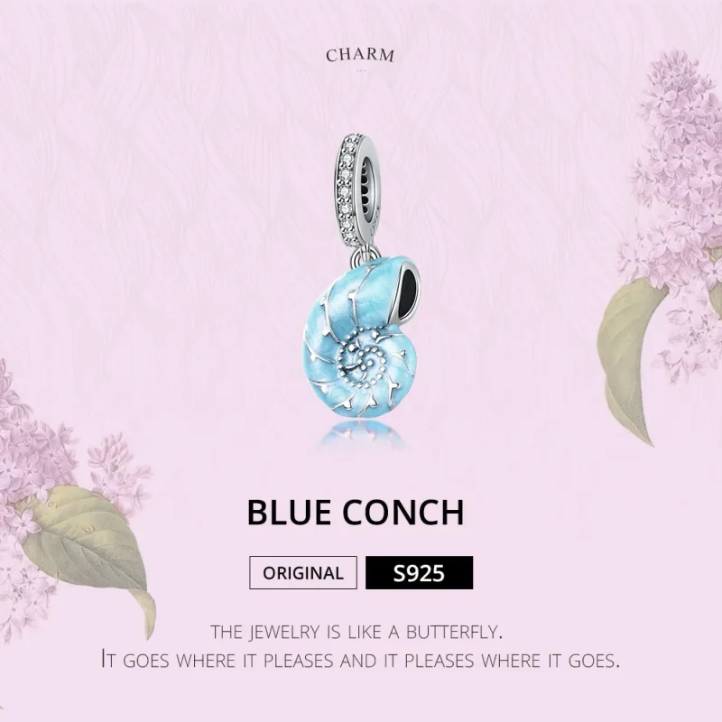 (image for) Pandora Style Silver Blue Conch Dangle - SCC1560 - View 6