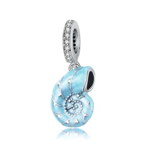 (image for) Pandora Style Silver Blue Conch Dangle - SCC1560