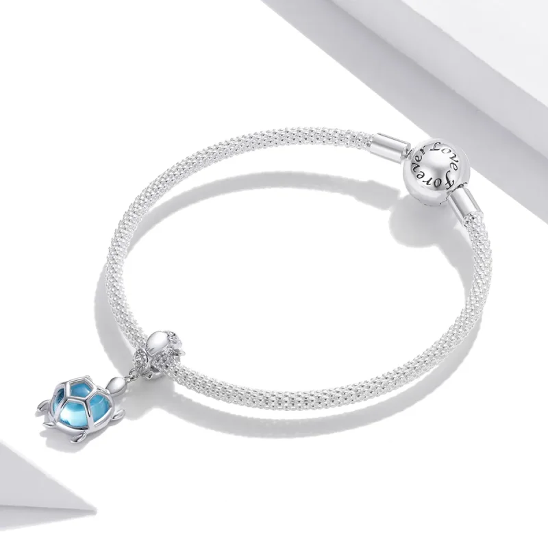 (image for) Pandora Style Silver Blue Murano Glass Turtle Dangle - SCC1804 - View 3