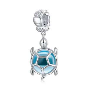 (image for) Pandora Style Silver Blue Murano Glass Turtle Dangle - SCC1804