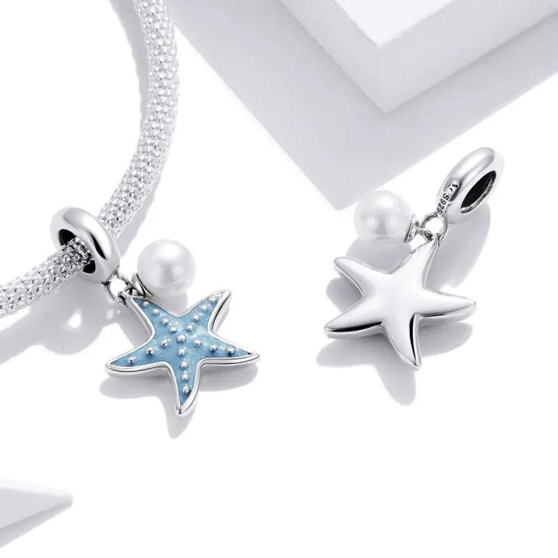 (image for) Pandora Style Silver Blue Starfish Dangle - SCC1807 - View 4