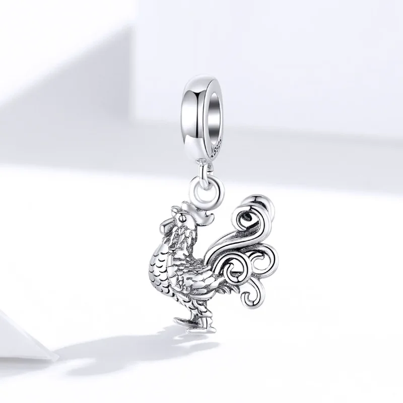 (image for) Pandora Style Silver Brave Rooster Dangle - SCC1337 - View 2