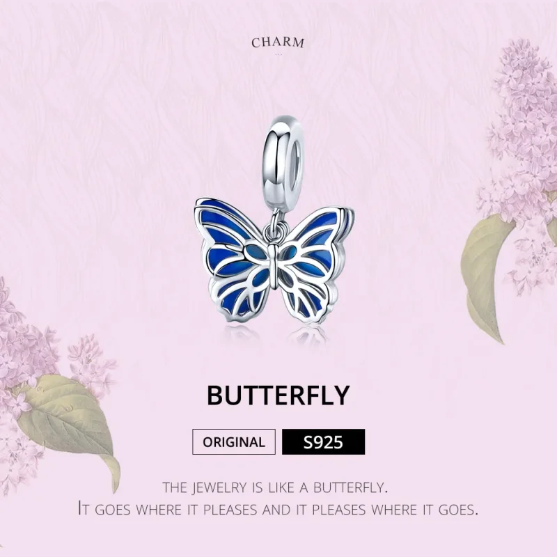 (image for) Pandora Style Silver Butterfly Dangle - BSC149 - View 6