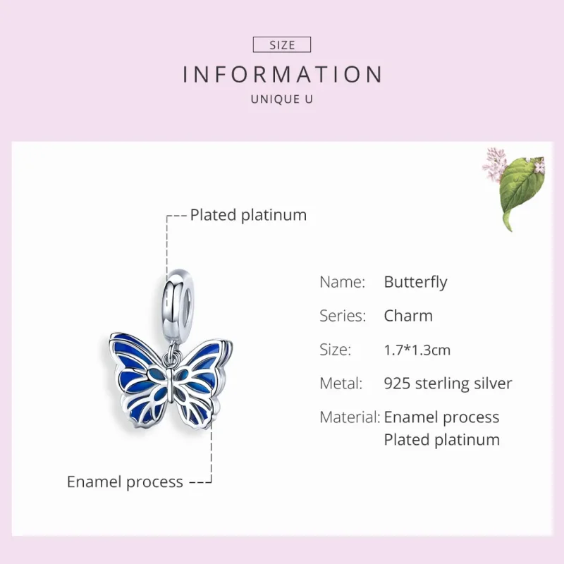 (image for) Pandora Style Silver Butterfly Dangle - BSC149 - View 7