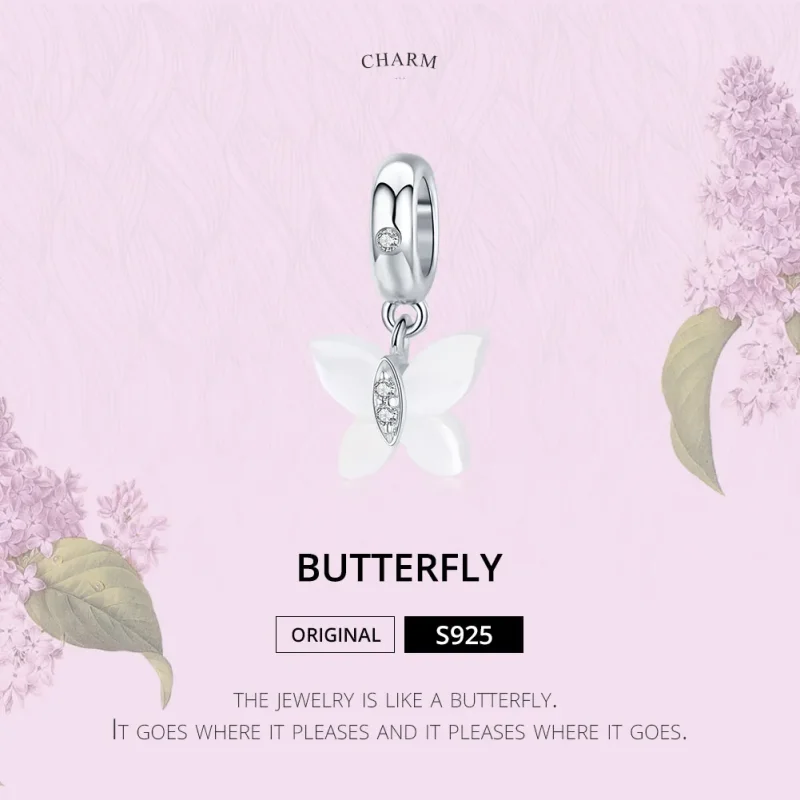 (image for) Pandora Style Silver Butterfly Dangle - SCC1414 - View 6