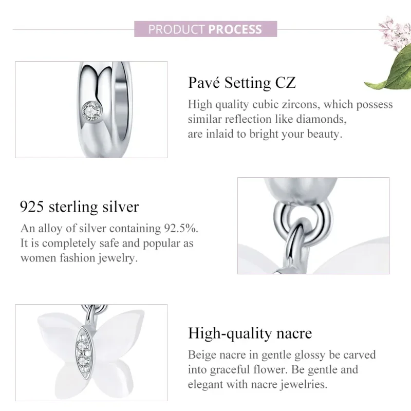 (image for) Pandora Style Silver Butterfly Dangle - SCC1414 - View 8