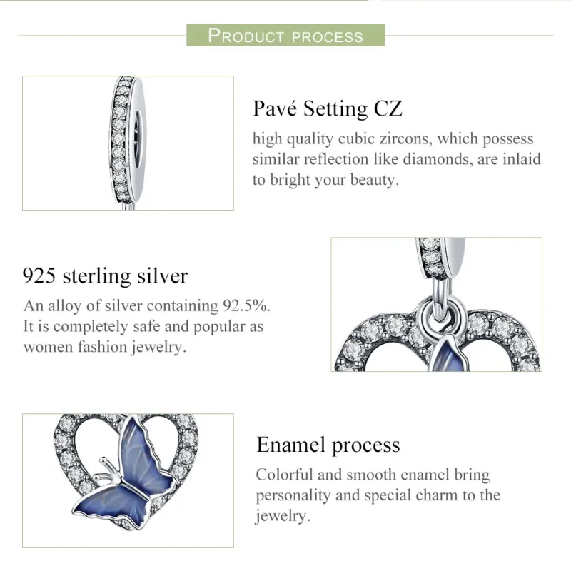 (image for) Pandora Style Silver Butterfly Dream Dangle - SCC818 - View 7