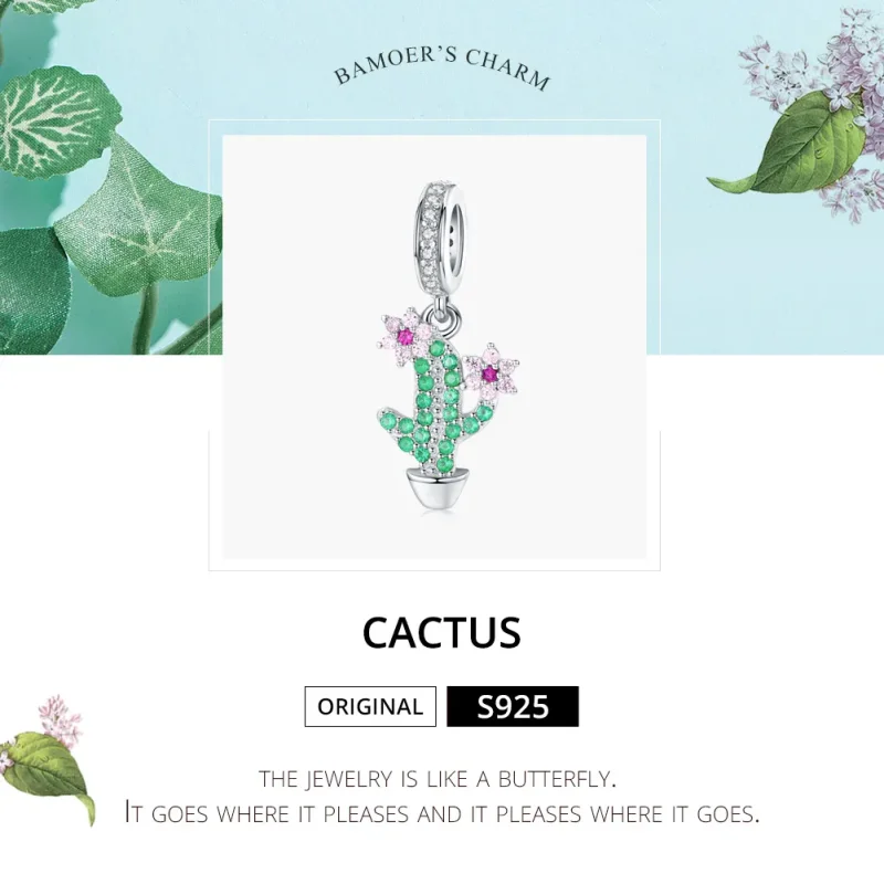 (image for) Pandora Style Silver Cactus Dangle - BSC121 - View 5