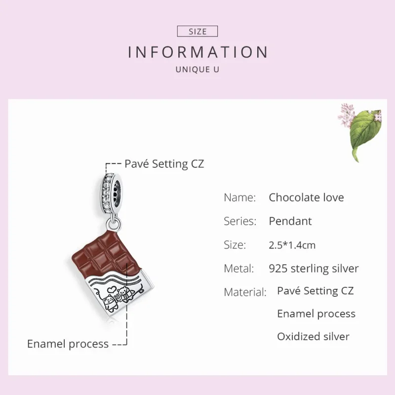 (image for) Pandora Style Silver Chocolate Love Dangle - SCC1782 - View 7