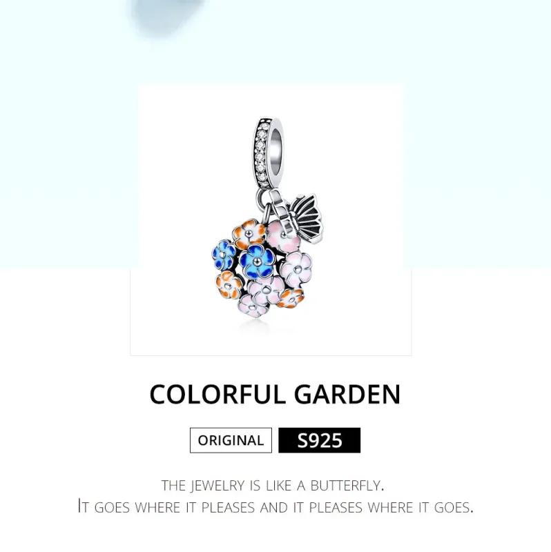 (image for) Pandora Style Silver Colorful Garden Dangle - SCC1702 - View 6