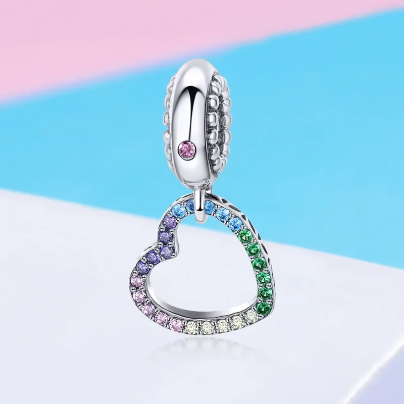(image for) Pandora Style Silver Colorful Heart Dangle - SCC896 - View 2