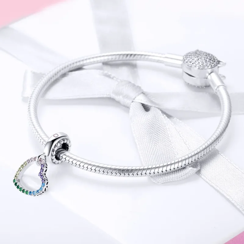 (image for) Pandora Style Silver Colorful Heart Dangle - SCC896 - View 3