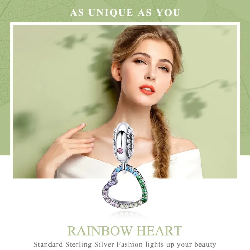 (image for) Pandora Style Silver Colorful Heart Dangle - SCC896 - View 6