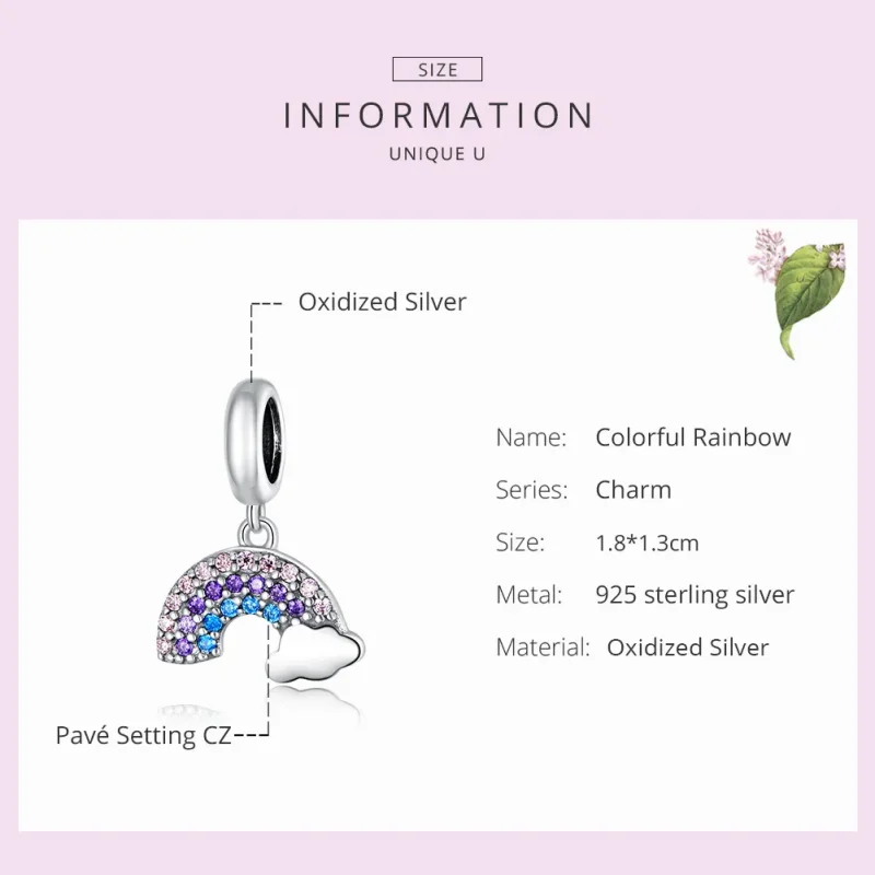 (image for) Pandora Style Silver Colorful Rainbow Dangle - SCC1625 - View 7