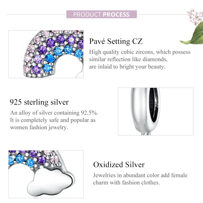 (image for) Pandora Style Silver Colorful Rainbow Dangle - SCC1625 - View 8