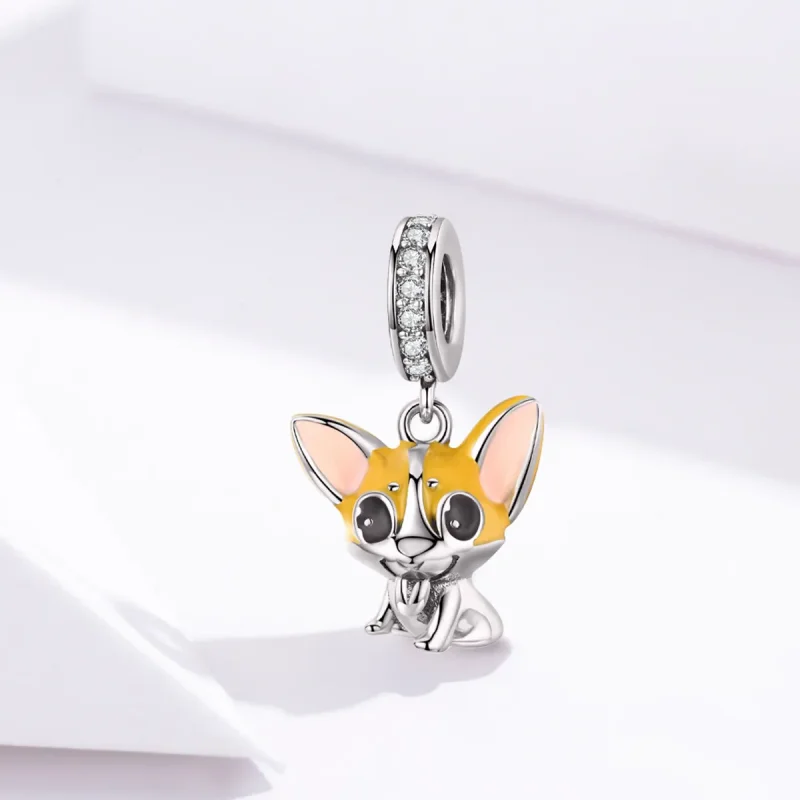 (image for) Pandora Style Silver Corgi Dangle - BSC078 - View 2