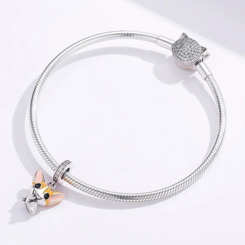 (image for) Pandora Style Silver Corgi Dangle - BSC078 - View 3