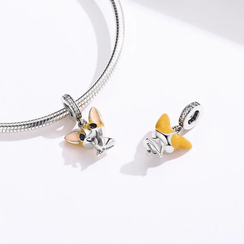 (image for) Pandora Style Silver Corgi Dangle - BSC078 - View 4