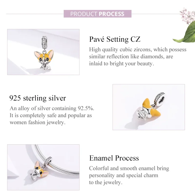 (image for) Pandora Style Silver Corgi Dangle - BSC078 - View 8