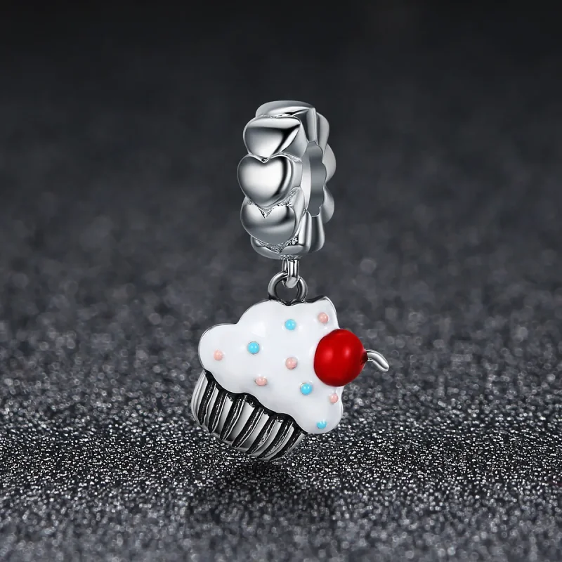 (image for) Pandora Style Silver Cupcakes Dangle - SCC350 - View 2