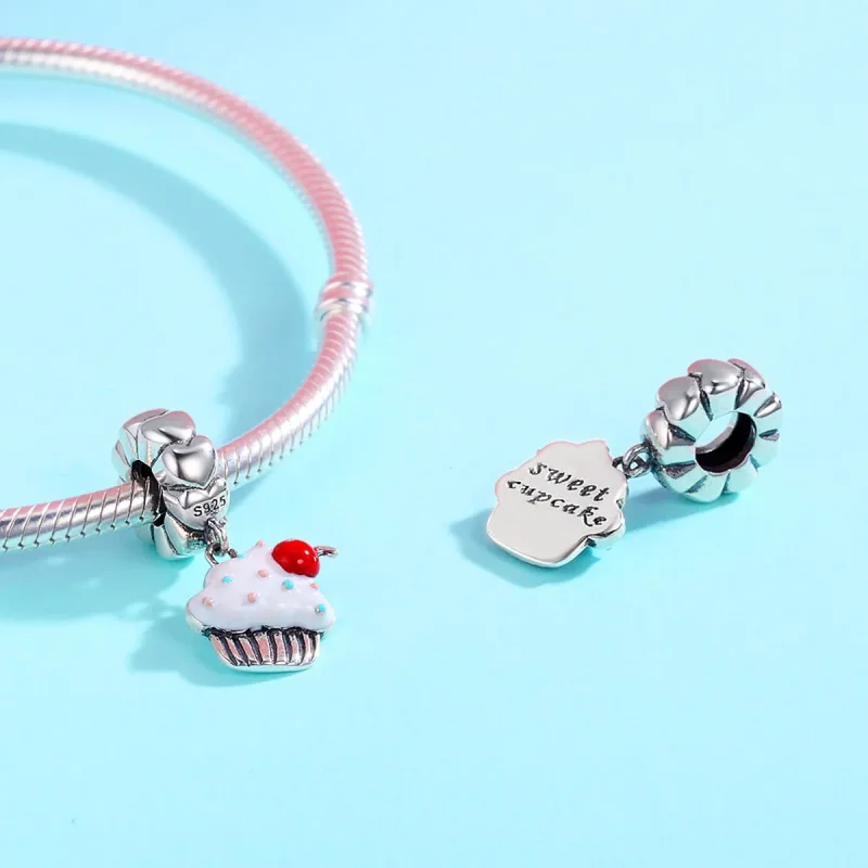 (image for) Pandora Style Silver Cupcakes Dangle - SCC350 - View 5