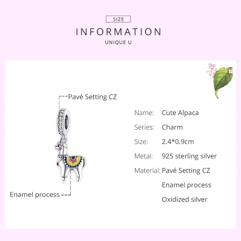 (image for) Pandora Style Silver Cute Alpaca Dangle - SCC1737 - View 7