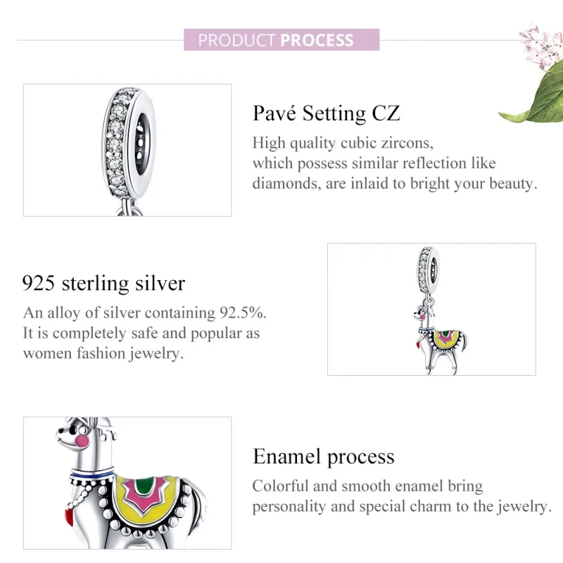 (image for) Pandora Style Silver Cute Alpaca Dangle - SCC1737 - View 8