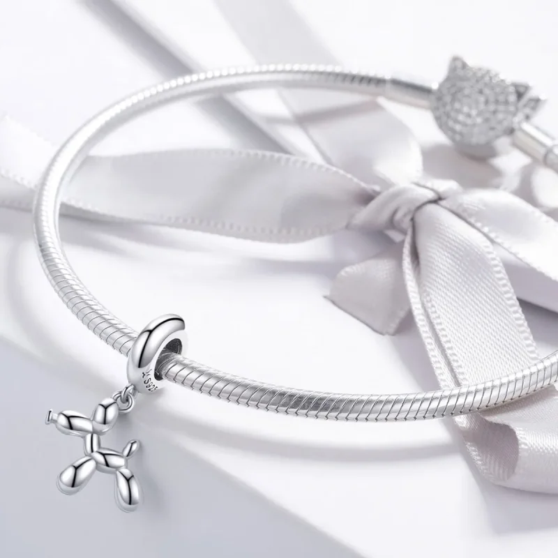 (image for) Pandora Style Silver Cute Balloon Dog Dangle - SCC981 - View 3