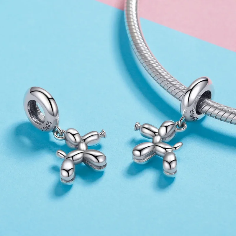 (image for) Pandora Style Silver Cute Balloon Dog Dangle - SCC981 - View 4