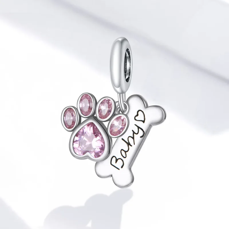 (image for) Pandora Style Silver Cute Dog Paw Dangle - SCC1680 - View 2