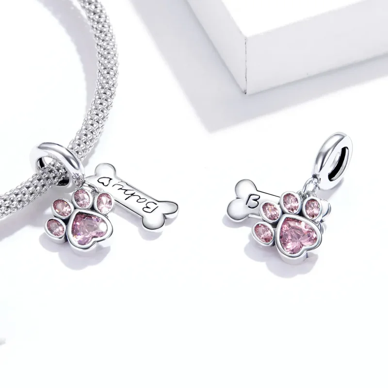(image for) Pandora Style Silver Cute Dog Paw Dangle - SCC1680 - View 4