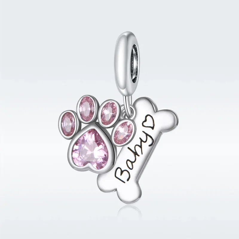 (image for) Pandora Style Silver Cute Dog Paw Dangle - SCC1680 - View 5