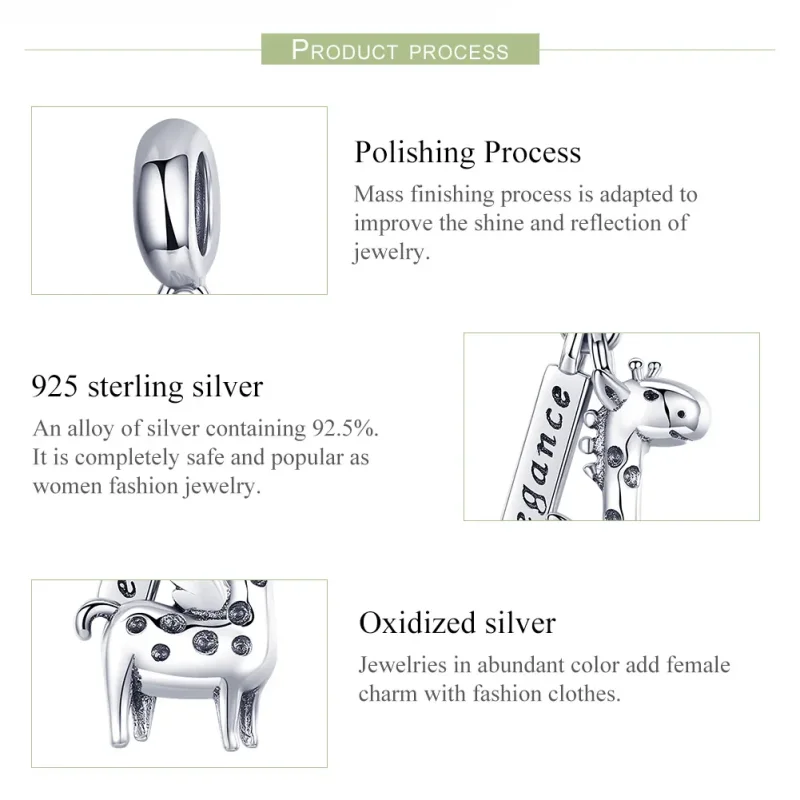 (image for) Pandora Style Silver Cute Giraffe Dangle - SCC976 - View 7