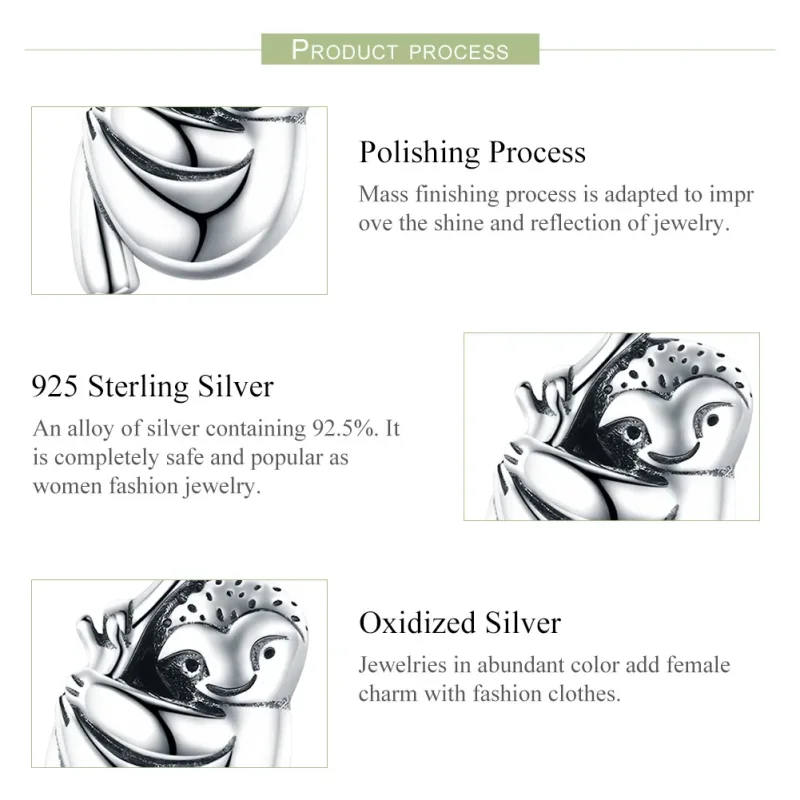 (image for) Pandora Style Silver Cute Sloth Dangle - SCC866 - View 7