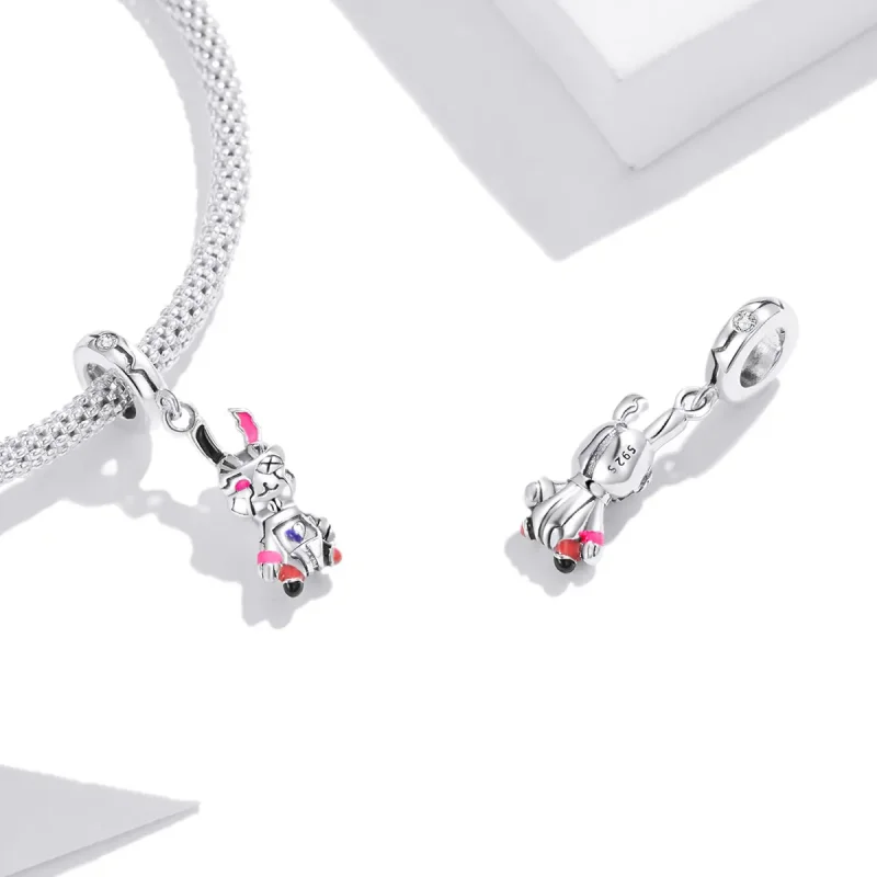 (image for) Pandora Style Silver Cyberpunk - Mechanical Rabbit Dangle - SCC1841 - View 4