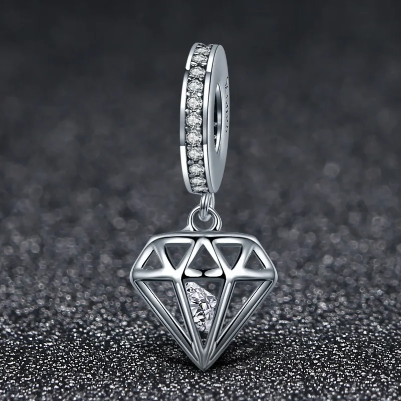 (image for) Pandora Style Silver Diamond Dangle - SCC186 - View 3