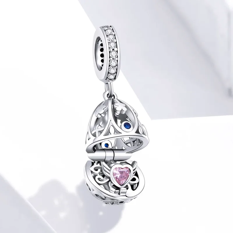 (image for) Pandora Style Silver Easter Egg With Treasure Dangle - SCC1465 - View 2