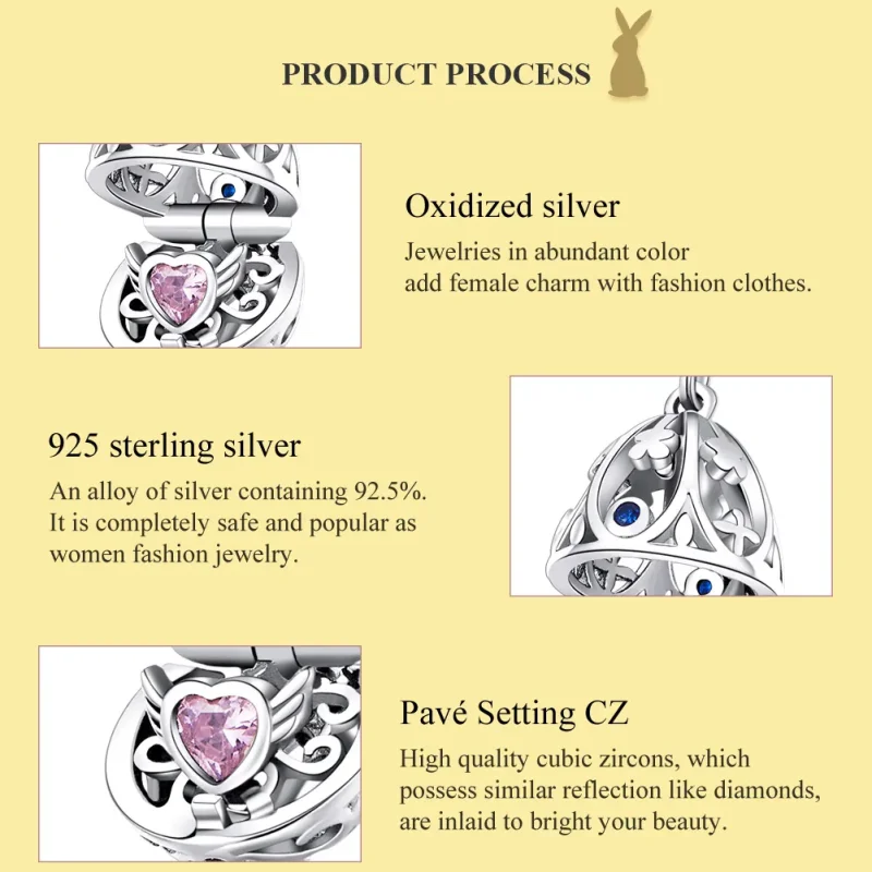 (image for) Pandora Style Silver Easter Egg With Treasure Dangle - SCC1465 - View 7