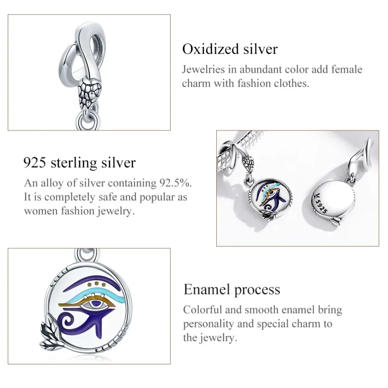 (image for) Pandora Style Silver Egypt - Twin Eyes Dangle - SCC1857 - View 8