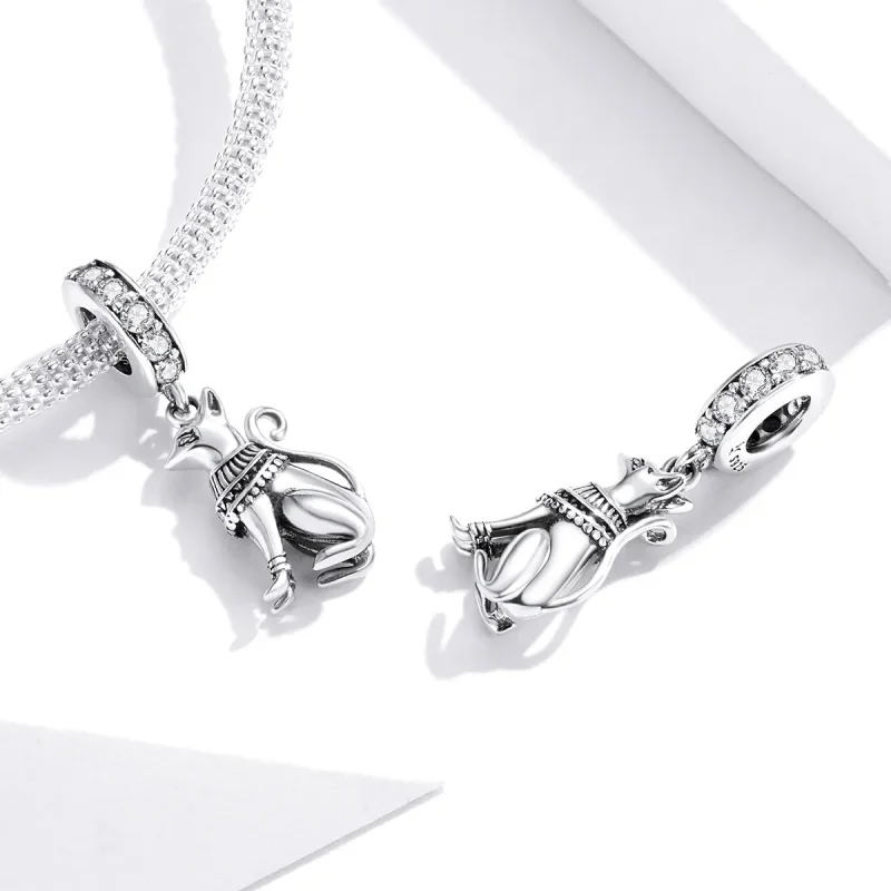 (image for) Pandora Style Silver Egyptian Cat Dangle - SCC1505 - View 4