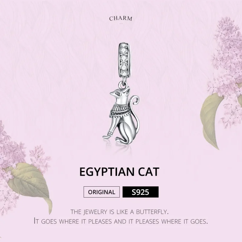 (image for) Pandora Style Silver Egyptian Cat Dangle - SCC1505 - View 6