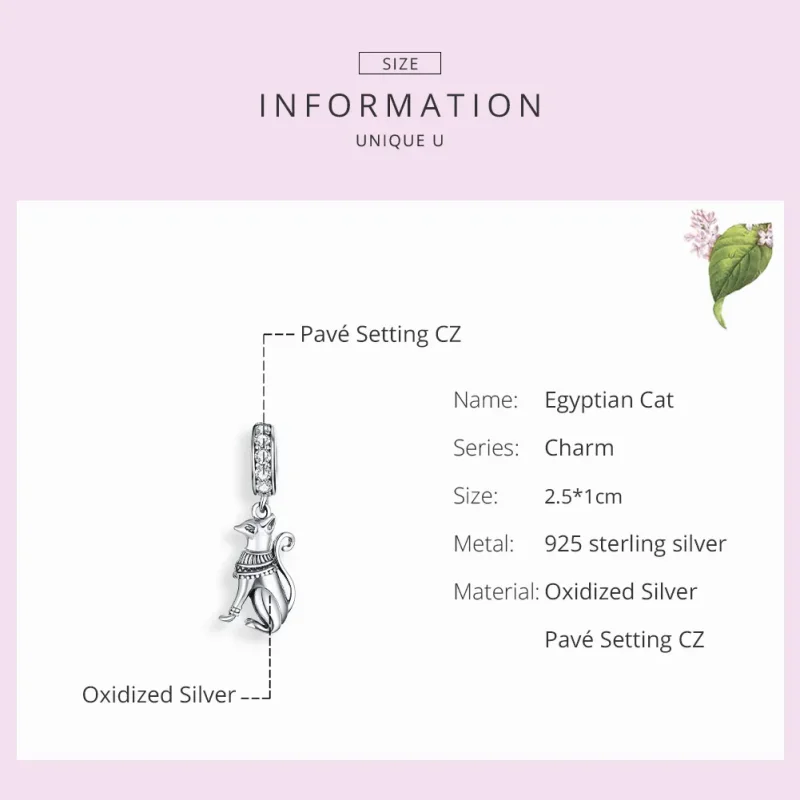 (image for) Pandora Style Silver Egyptian Cat Dangle - SCC1505 - View 7