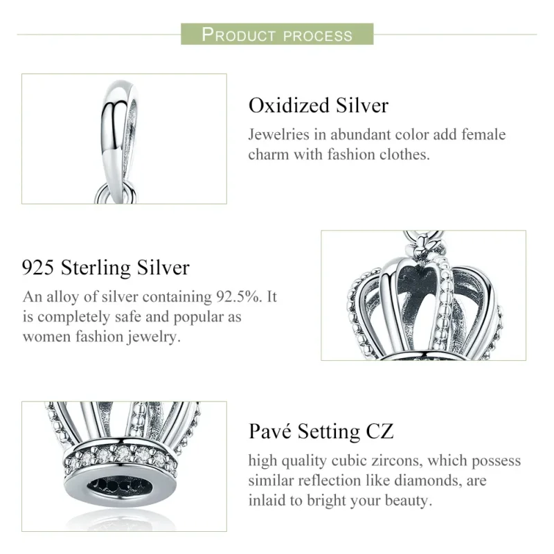 (image for) Pandora Style Silver Elegant Crown Dangle - SCC781 - View 7